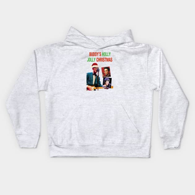 Buddy Holly Merry Christmas Kids Hoodie by chaxue